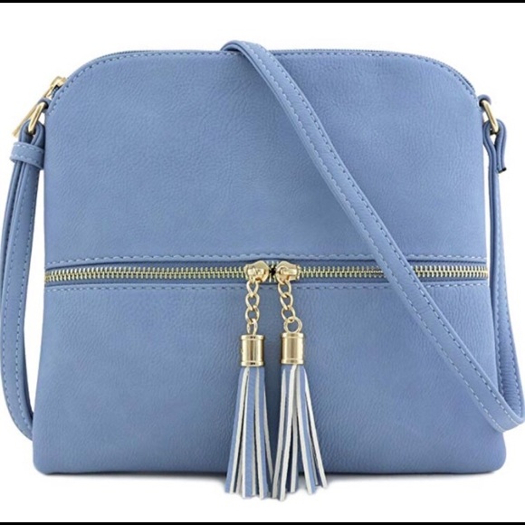 Handbags - Baby Blue Tassel Zipper Crossbody Bag